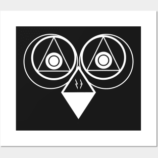 Geometric Owl (White) Posters and Art